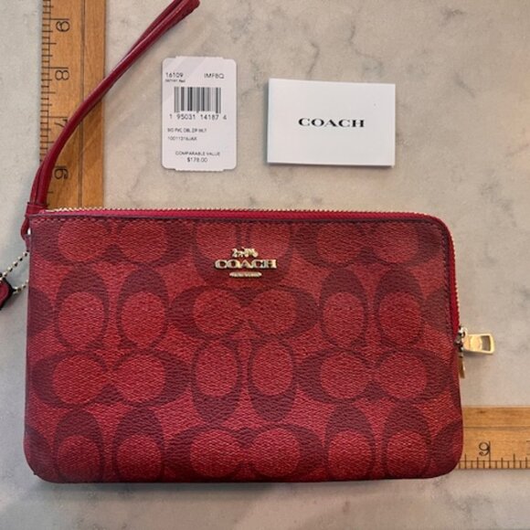Coach Monogram Wristlet, Brand New Red - Picture 1 of 5